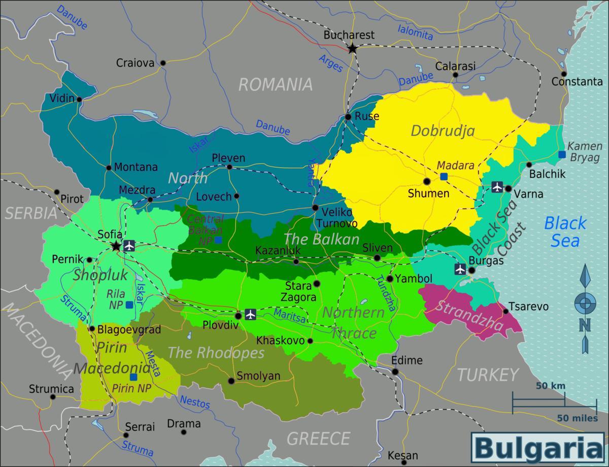 harta de Bulgaria aeroporturi