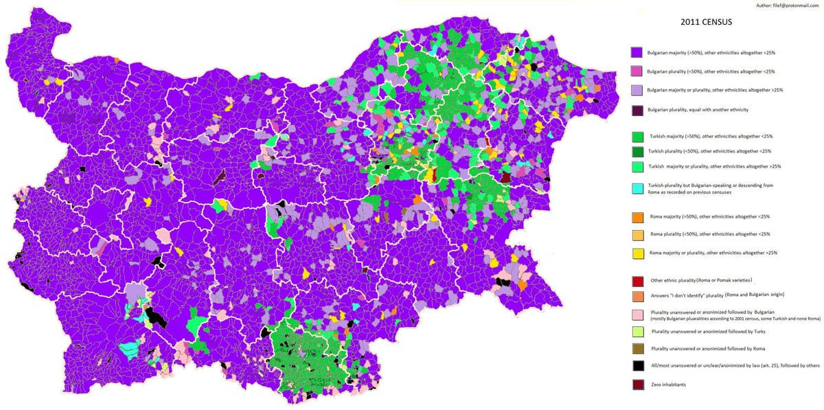 harta de Bulgaria etnice