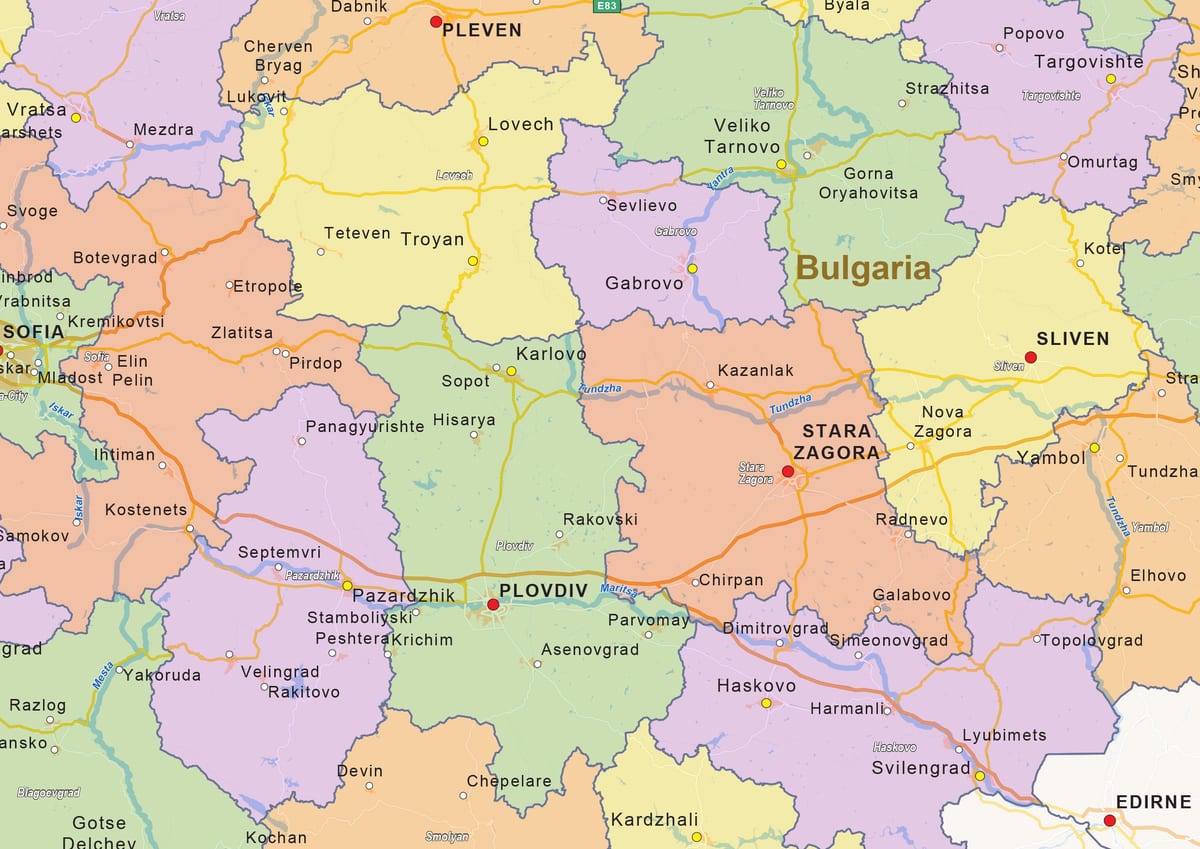 harta de Bulgaria politice