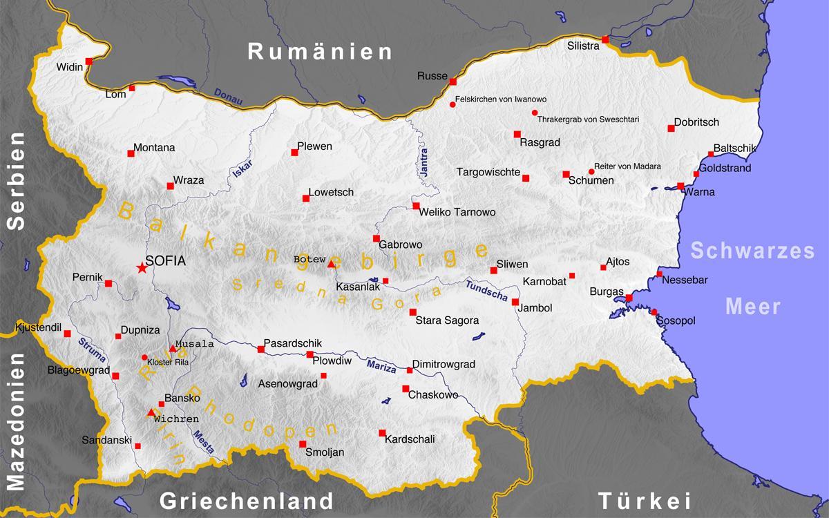 Bulgaria orașe hartă