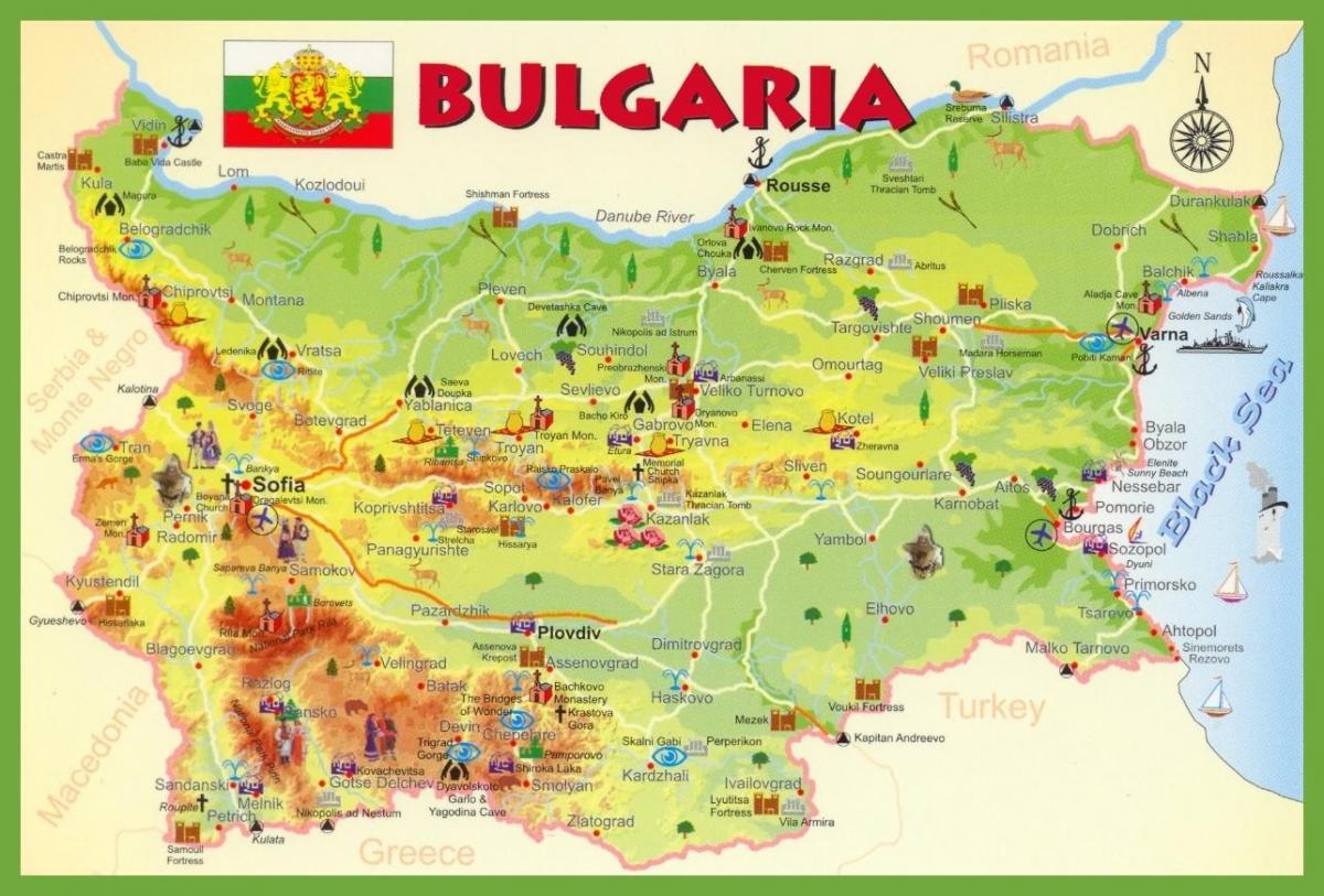 Bulgaria harta obiectivelor turistice