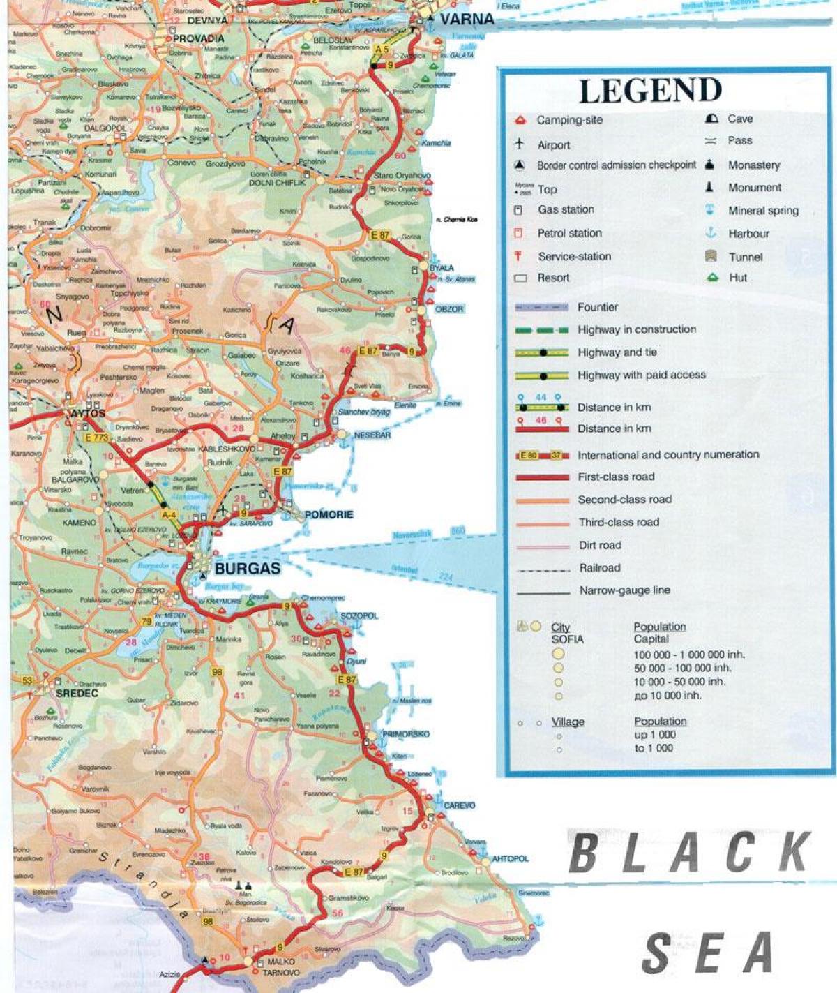 Coasta bulgară a mării negre hartă