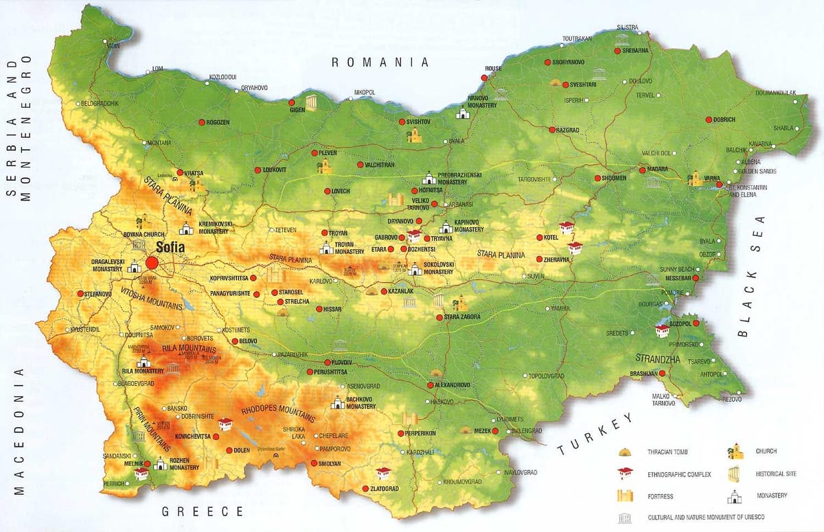Munți din bulgaria hartă