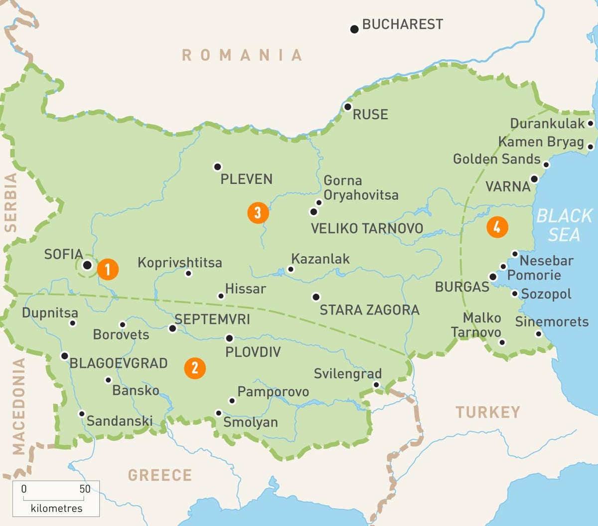 Bulgaria regiuni hartă