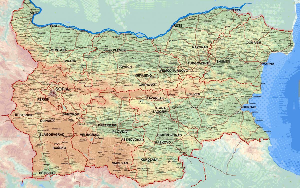 harta detaliata harta a Bulgariei