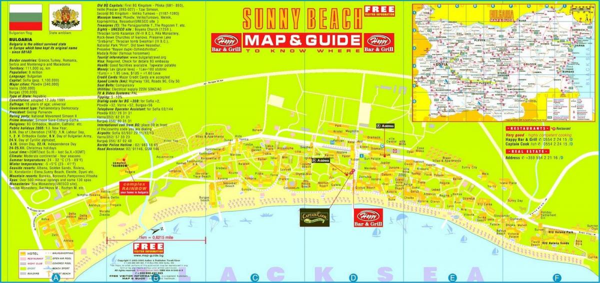 harta turistică a stațiunii sunny beach Bulgaria