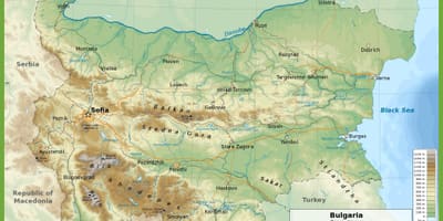 Bulgaria hartă topografică